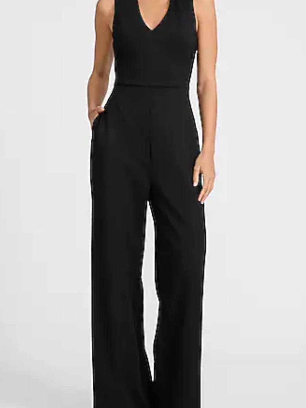 Express Black Sleeveless V-Neck Wide-Leg Jumpsuit